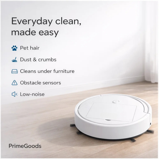 3-in-1 Robot Vacuum & Mop (1000Pa) – USB Rechargeable, Obstacle Sensors, Pet Hair